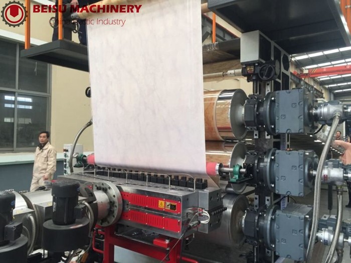 PLC Control PVC Plastic Sheet Production Line With Electric - Magnetic Heater