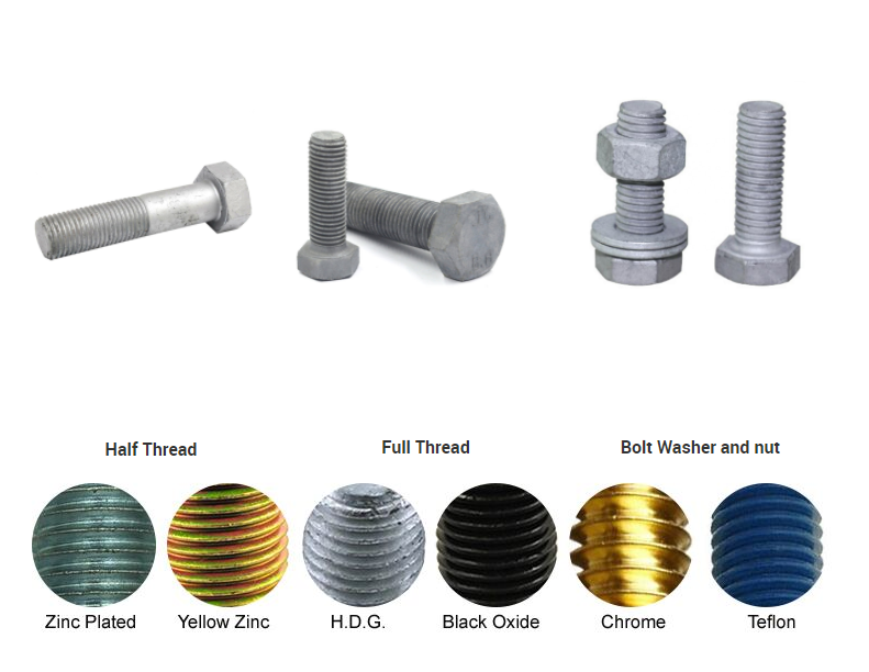 M6-M36 DIN933 Hex Bolt Screws Hex Nut Fasteners with Plain Finish