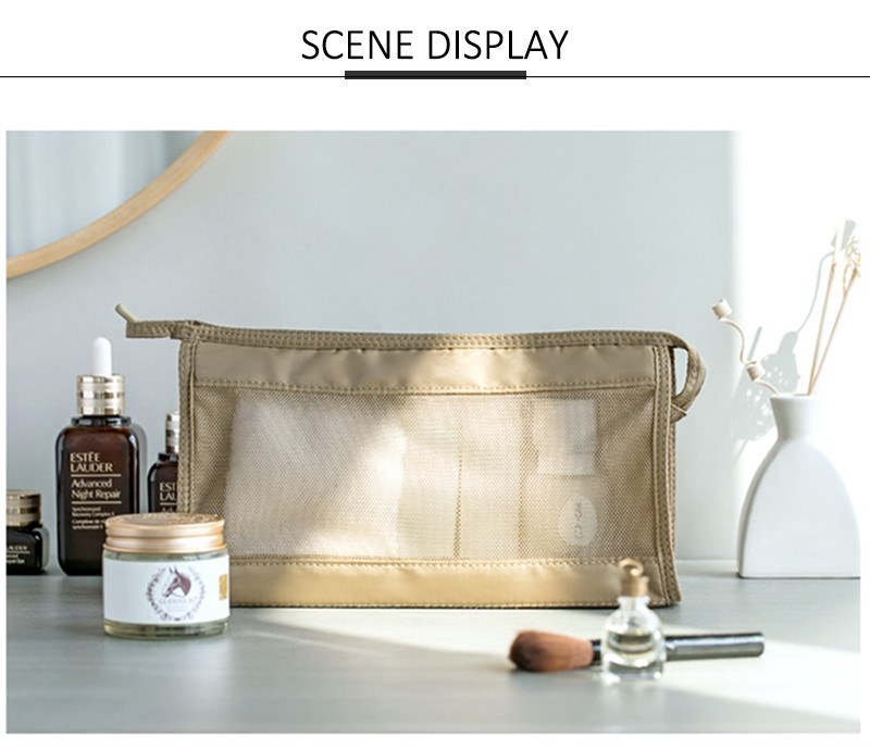 Nylon Mesh Travel Portable Ladies Toiletry Bag