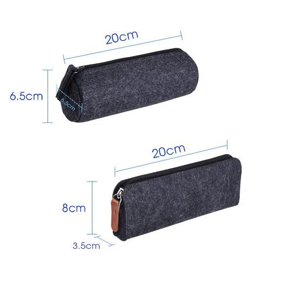 Dark Gray Felt Zipper Pencil Bag For Middle Schoolers Multi Use High Strength