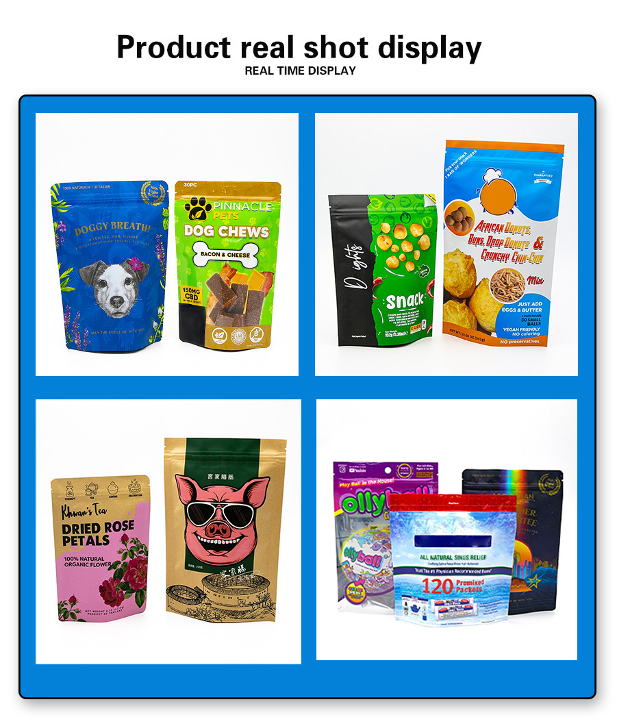 Mylar Cat Dog Pet Food Stand Up Pouches Packaging Bags with Zipper Top Closure Moisture Proof