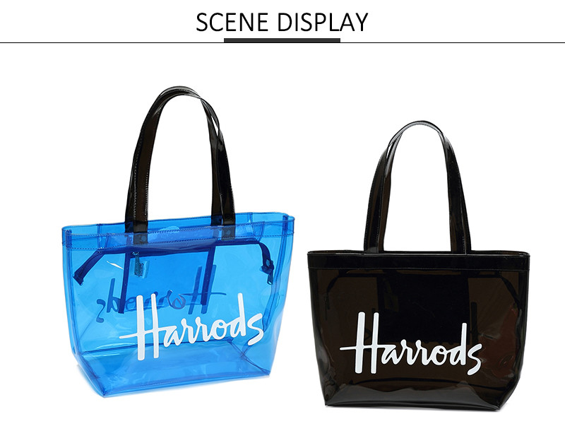 Fashion Water Resistant Blue Soft PVC Handbags