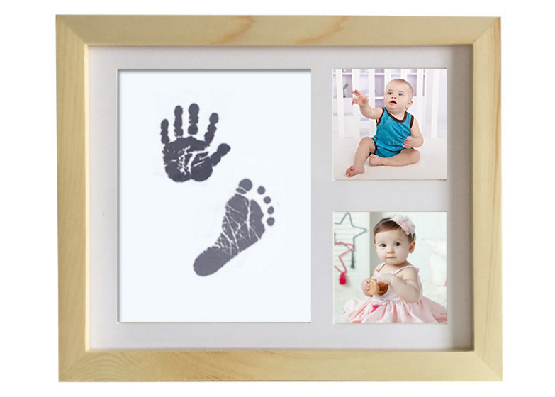 Wooden Baby Hand and Footprint Photo Frame Sweet Memory Newborn Baby Ink Kit