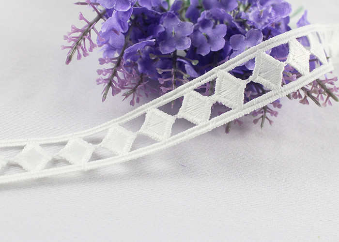Chemical Polyester Lace Trim By The Yard With Hollow Out Geometric Rhombus Design