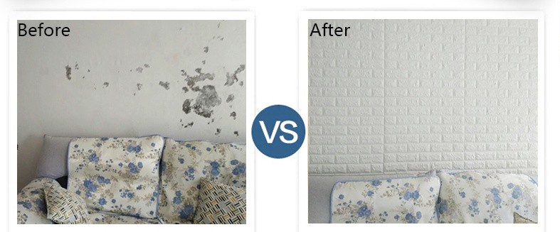 White PE Foam Sheet Wall Stickers 5mm 3D Foam Wallpaper Waterproof