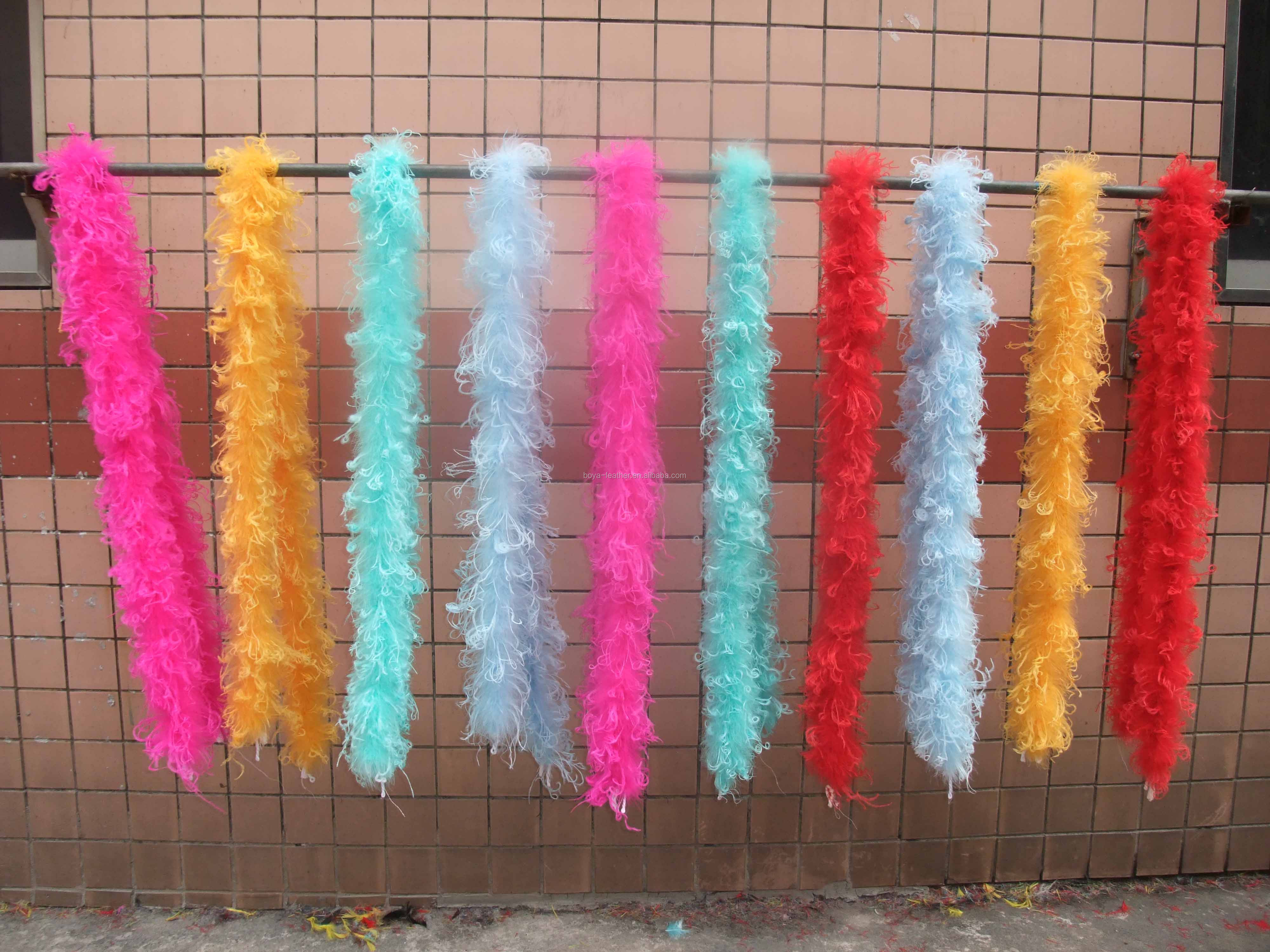 Dyed Marabou And Curly Ostrich Feather Scarf , Colorful Boa Scarf 9-11cm