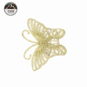 Beautiful Golden Butterfly Iron On Patch , Sequin Washable Animal Iron On