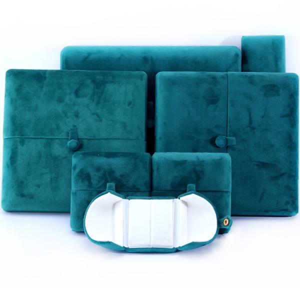 10*10*3cm Custom Logo Luxury Jewelry Box for Green Velvet Bracelet Earrings
