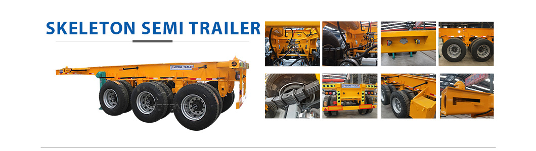 40FT Flatbed Truck trailers Skeleton Cargo 20ft Container Trailer with Semi-Trailer