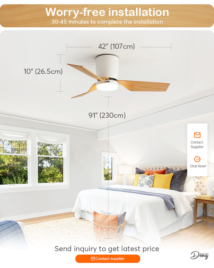Customized LED Ceiling Fan Light for Modern Nordic Stylish 42 Inch Flush Mount Design