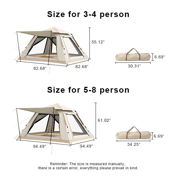 Automatic 4 Person Camping Outdoor Tents 210D Oxford Fabric Tent