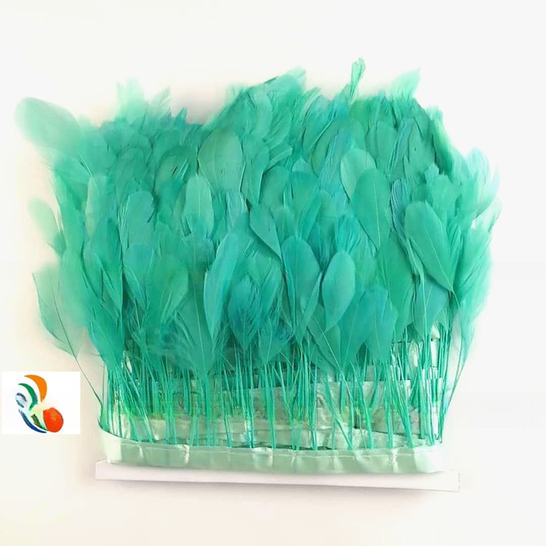 Customized Stripped Coque Feather Fringe Trim with Dyed Pattern