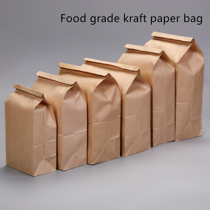 Disposable Brown Kraft Bakery Bags With Square Bottom