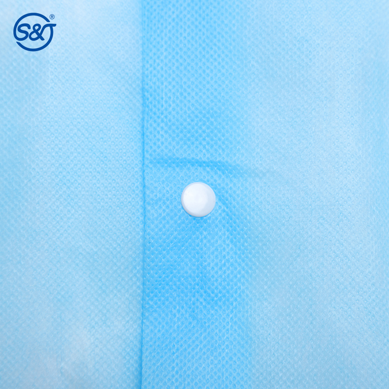 PP Disposable Lab Coat Nonwoven Single Layer Knitted or Elastic Collar and Cuffs Front Button Fly Closure One Pocket