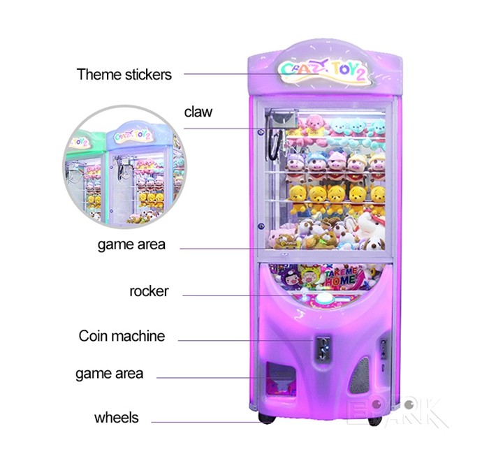 Amusement Park Coin Operated Crazy Toy 2 Doll Claw Machine Crane Machine