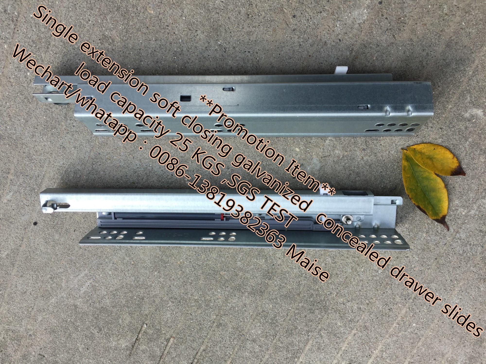 Single Extension Undermount Soft Close Drawer Slides , Kitchen Drawer Hardware Slides Durable