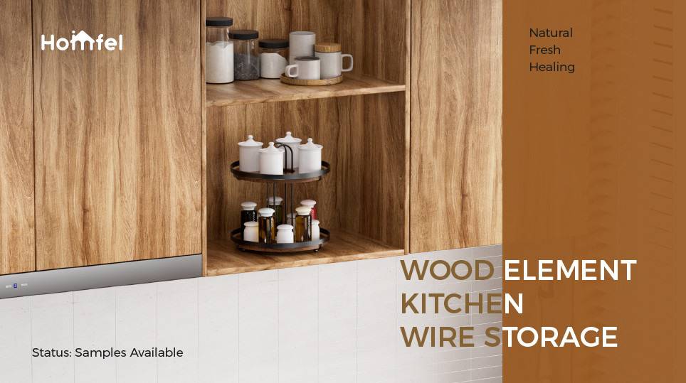 MDF Standing Type Wood Element Modern Design Household Multifunctional Stylish Metal Kitchen Organizer