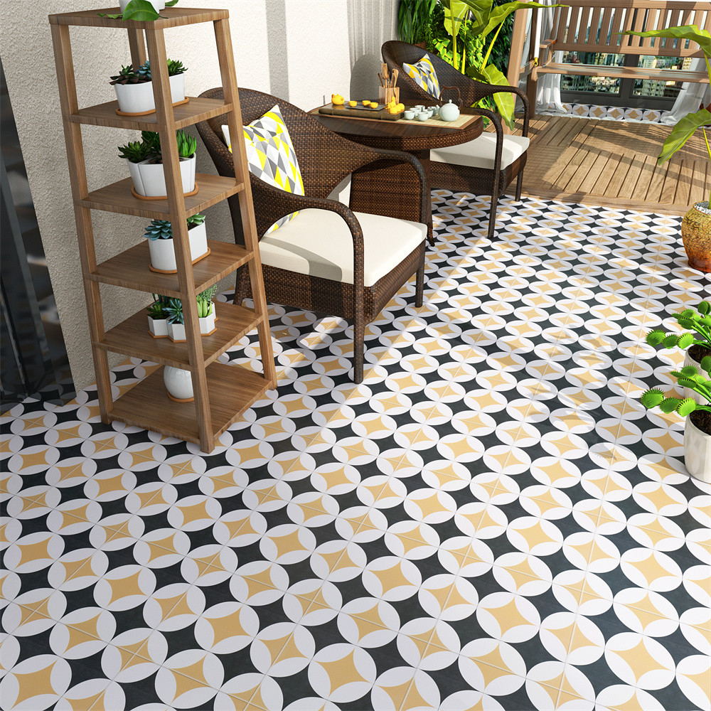 Black And Yellow 200x200mm Non-Slip Floor And Wall Ceramic Rustic Tiles And Indoor Tile For Balcony