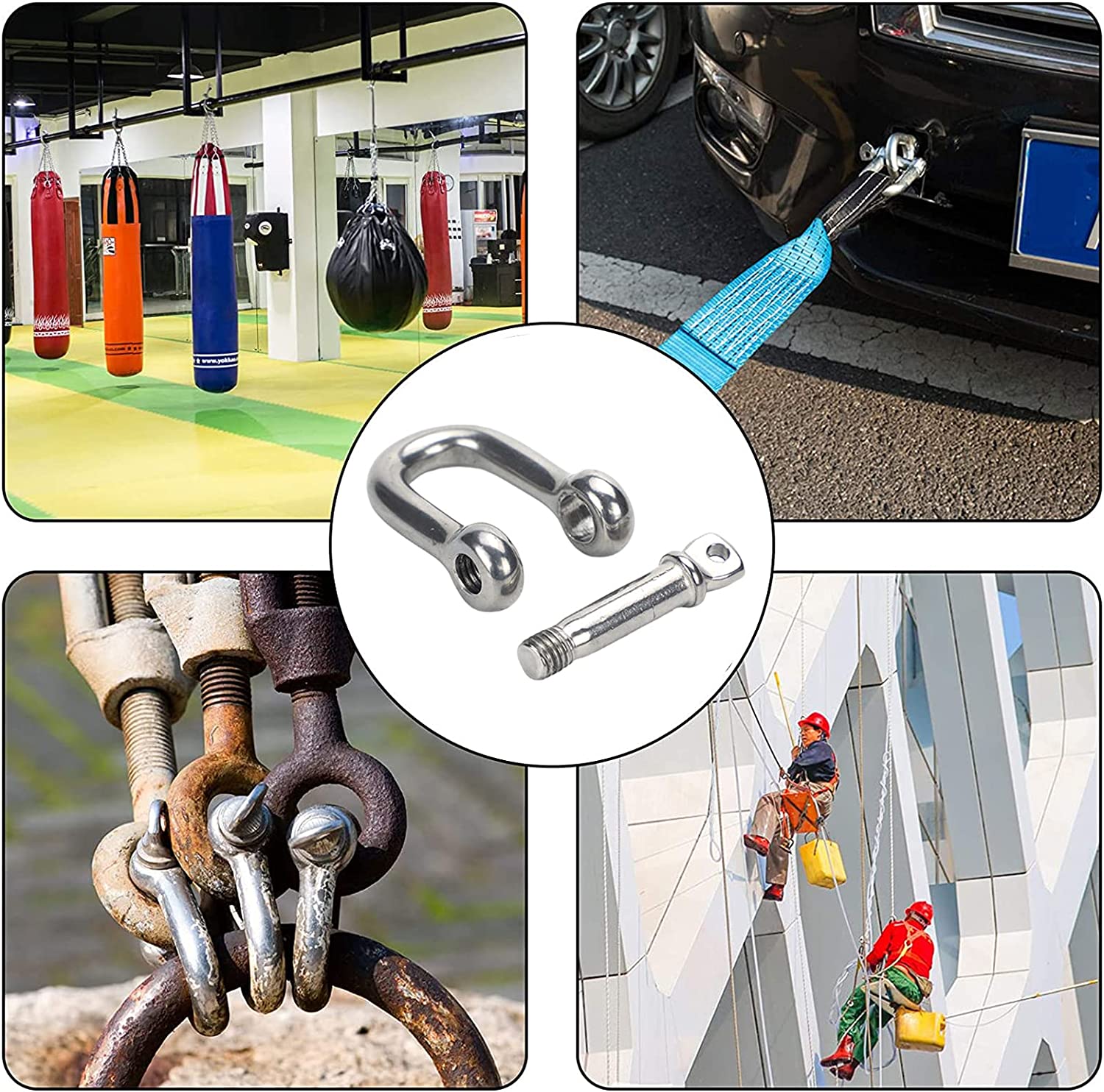 304 Stainless Steel Bow Shape Load Shackle for Chains Wirerope Lifting Polished Finish
