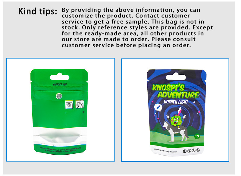 Customized Standing Zipper Fruit Flavor Tobacco Bag Cigar Mylar Bag Tobacco Pouch Resealable Plastic Weed Bag