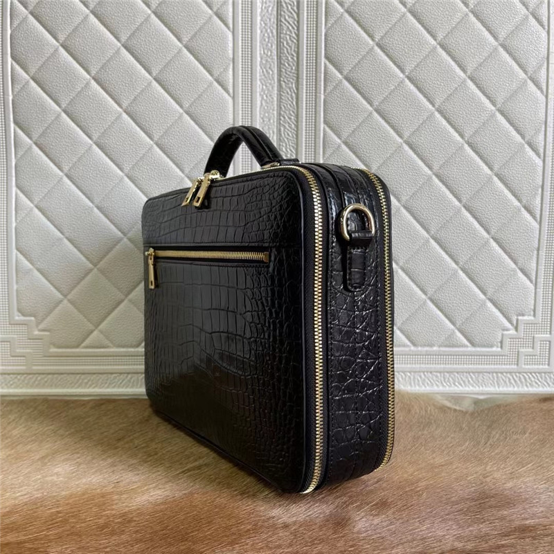 Exotic Crocodile Belly Skin Businessmen Small Briefcase ZIP Working Purse Genuine Real Alligator Leather Male Handbag