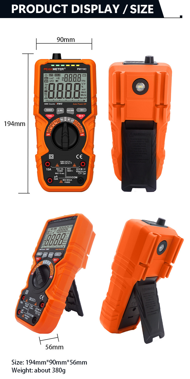 Manual And Auto Range Digital Meter AC DC Digital MAX And MIN Measurement Diode Multimeter