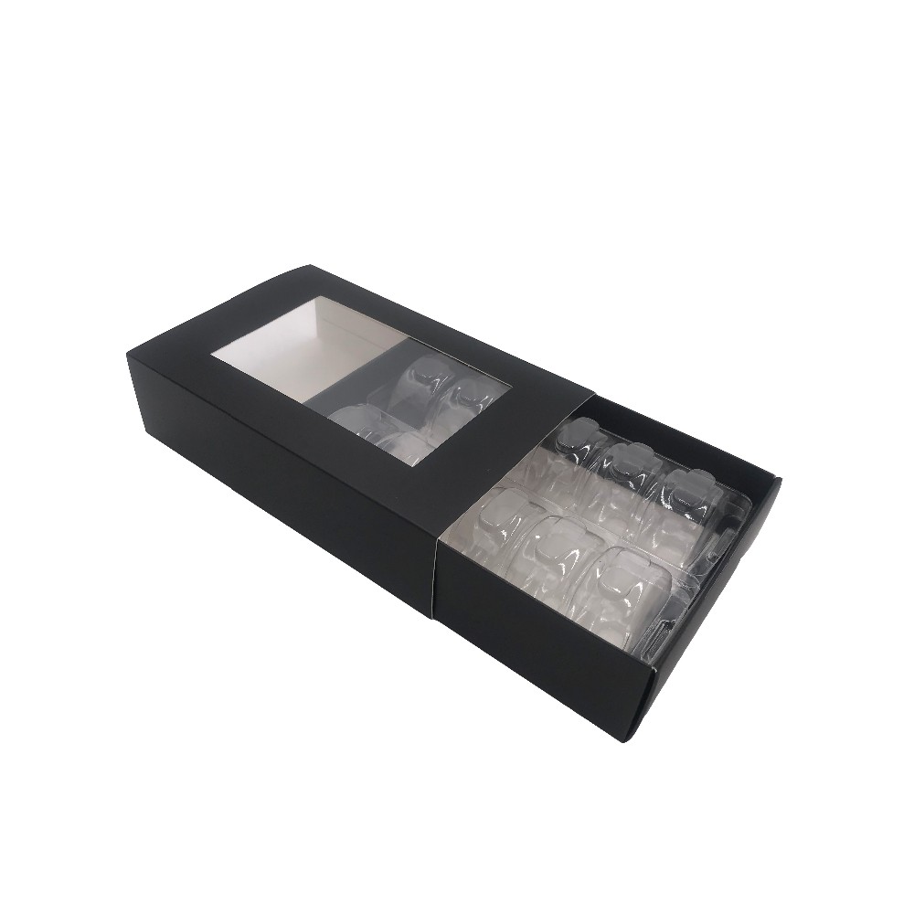 31*6.5*2.5cm Drawer Paper Gift Box Packaging Matte Black Macaron Boxes