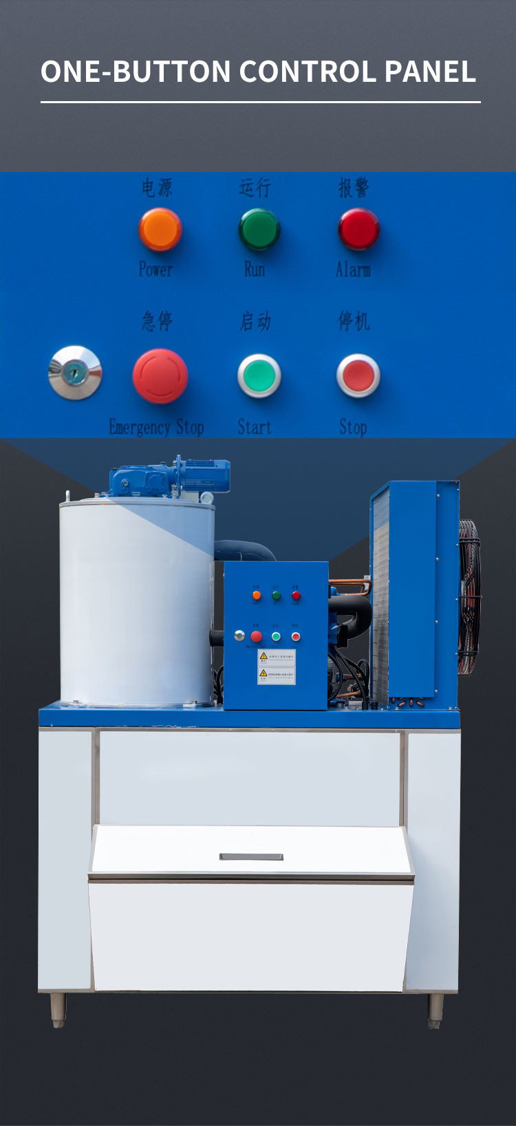 500KG/24H Ice Flake Making Machine Air Cooling Commercial Block Ice Snow Cone Machine