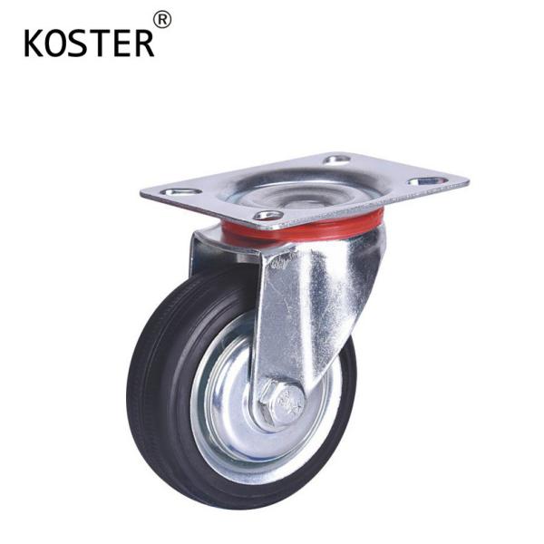 8inch Zinc Plated Diameter Black Rubber Furniture Industry Trolley Barrow Caster