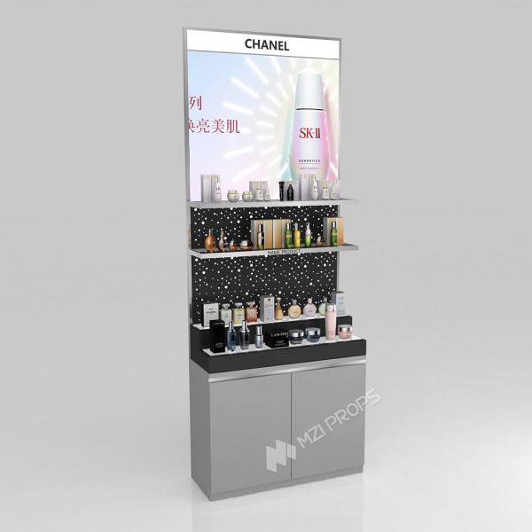 GDR02-BG02 Skincare Display Cabinet with Stainless Steel Tube and 60mm Soft Film