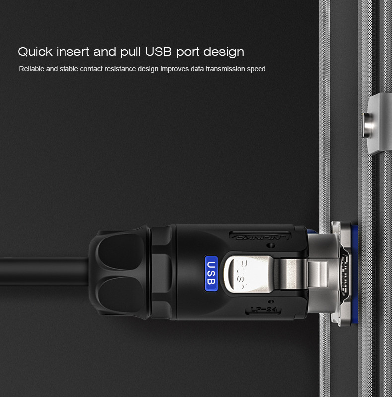 Outdoor PBT Plastic LP24 1.5A USB3.0 Plug and Socket Data Connector with Dust Cover,High Quality and Good Price