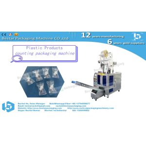 Plastic hooks pouch packing machine with three counting vibration bowls