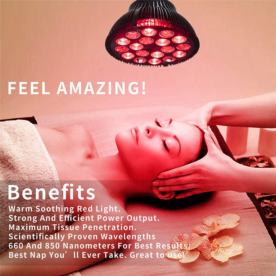 54W Red Light Therapy Lamp 660nm 18LEDs Near Infrared Light Therapy Device For Face Skin