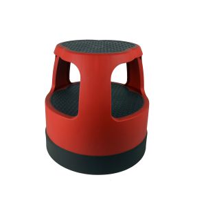 Round Step Stool with Retractable Casters Non-Slip Surface
