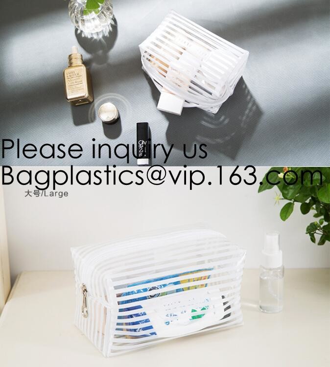 Clear Zipper Pouch with Strap Makeup Bag PVC Cosmetic Pouch,Printing Clear Zip lockk Cosmetic PVC Pouch, bagease, bagplast