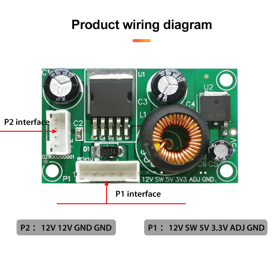 CA-1233 DC Converter Board 12V 5V 3.3V Step Down Power Module with Standard Date Code