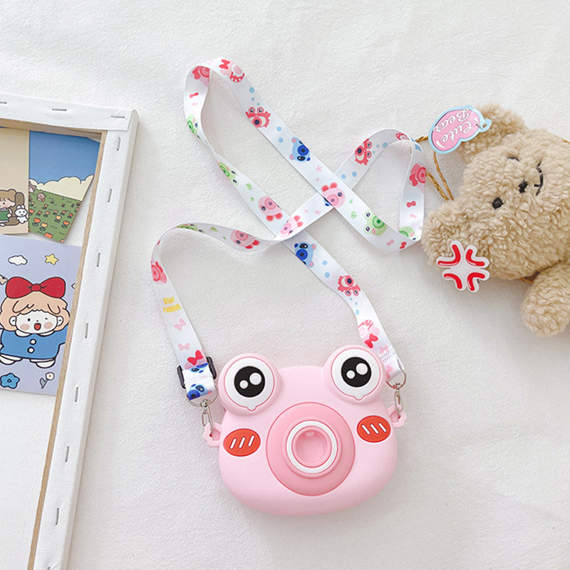 Cute Frog Silicone Pencil Box School Supplies Pencil Case For Kids Makeup Bag Shoulder Bag For Christmas Birthday Gift