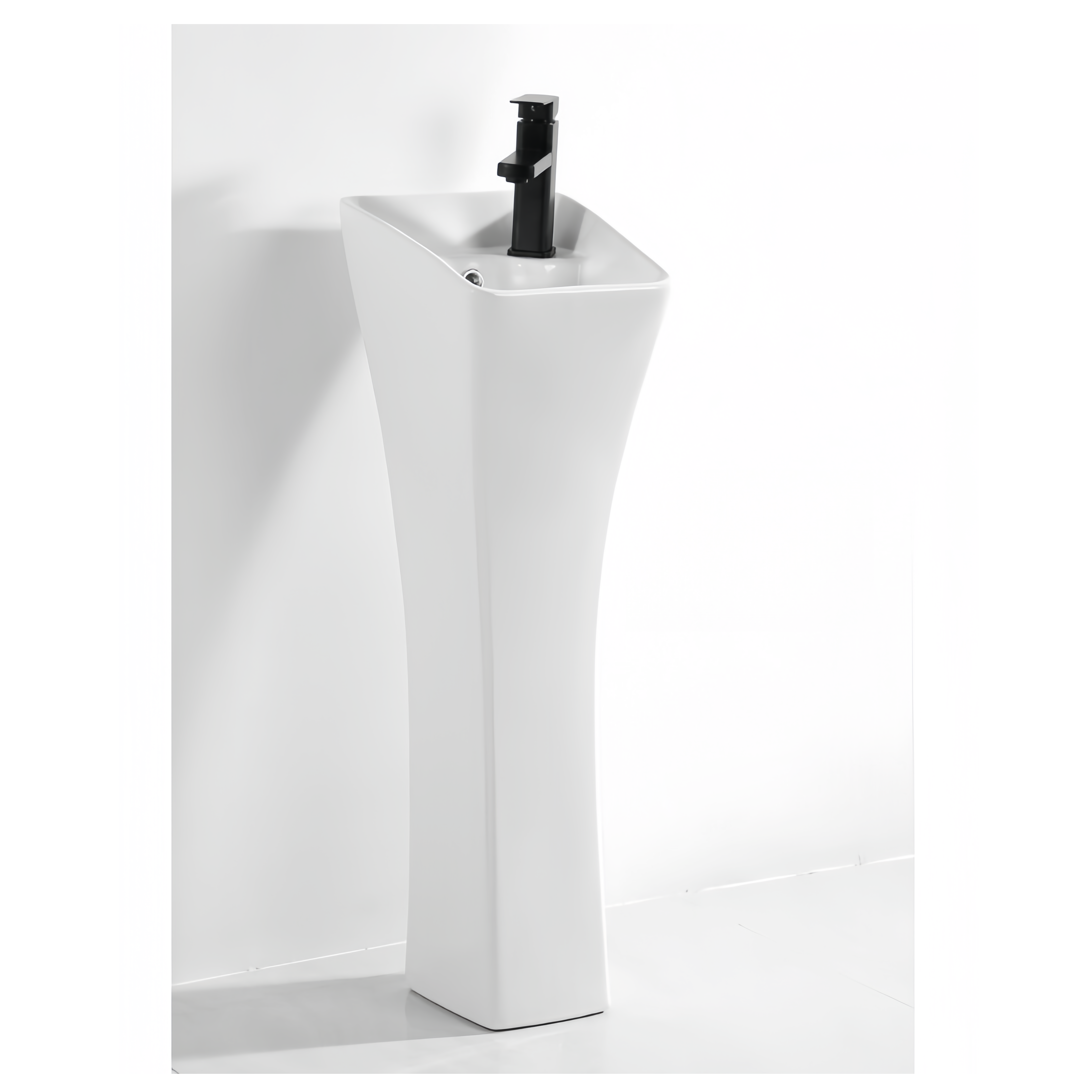 Decorative Pedestal Sink for Bathroom 680x370x830mm Dual-Flush Ceramic Basin Pedestal