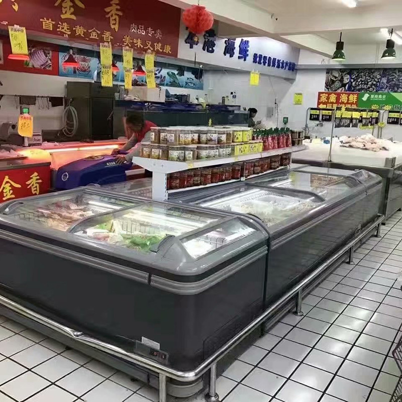 Automatic Defrost Open Top Chest Supermarket Freezer Island Freezer Sliding Glass Door