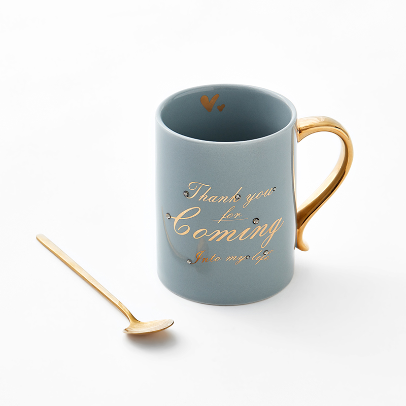 Wholesale Custom 400ml Pink Gift Cup Sublimation Reusable Coffee Ceramic Mug With Spoon
