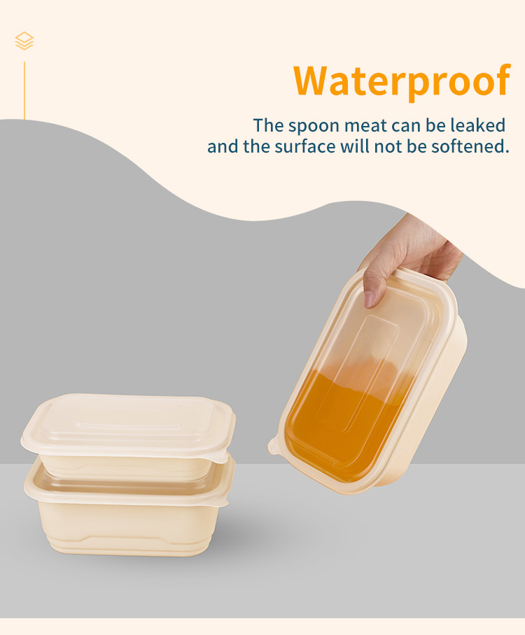 The new design of take-out food packaging lunch box corn starch 500ml rectangular food container