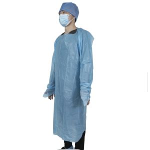 Plastic Waterproof Long sleeved Disposable CPE Gown With thumb loop