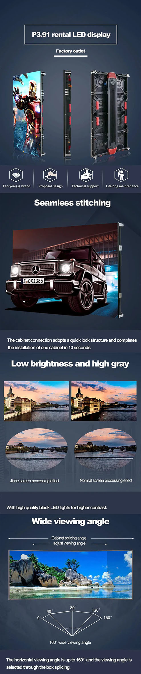 1000X500 Alumnim And Iron Cabinet LED Display Rental P4.81 SMD Panels
