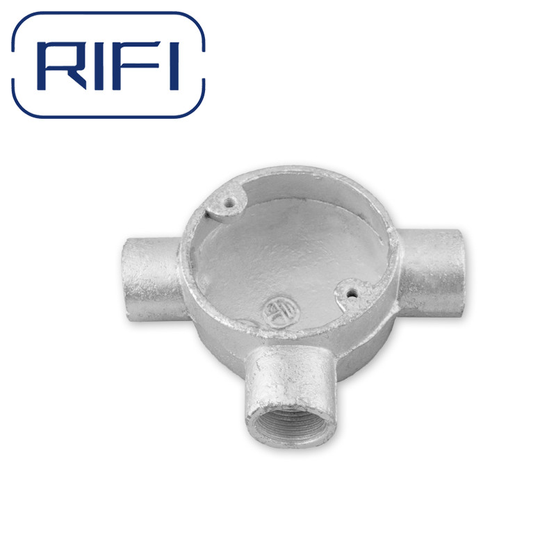 Tee 3 Way Hot Dip Galvanised Circular Junction Box For Electrical Installations