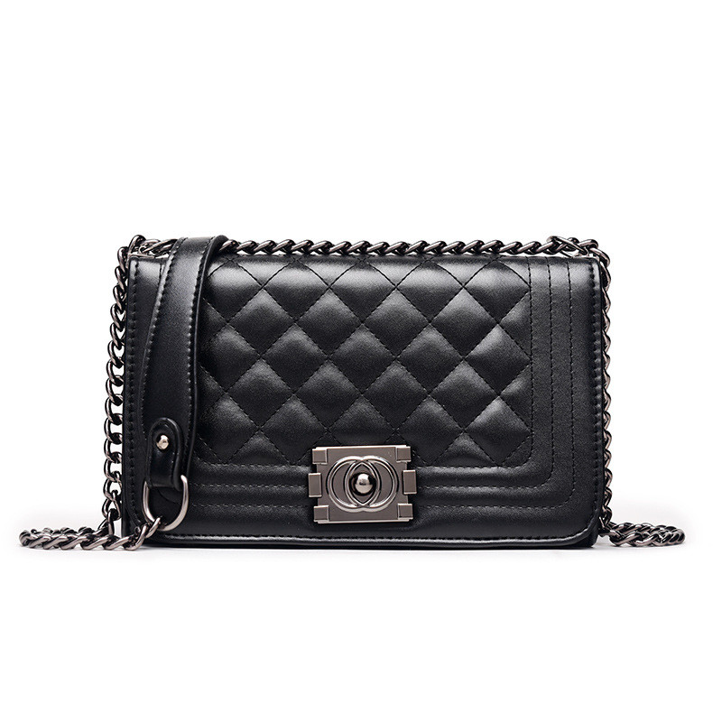 Summer Chain Crossbody Bags Plaid Pu Leather Square Handbags For Ladies