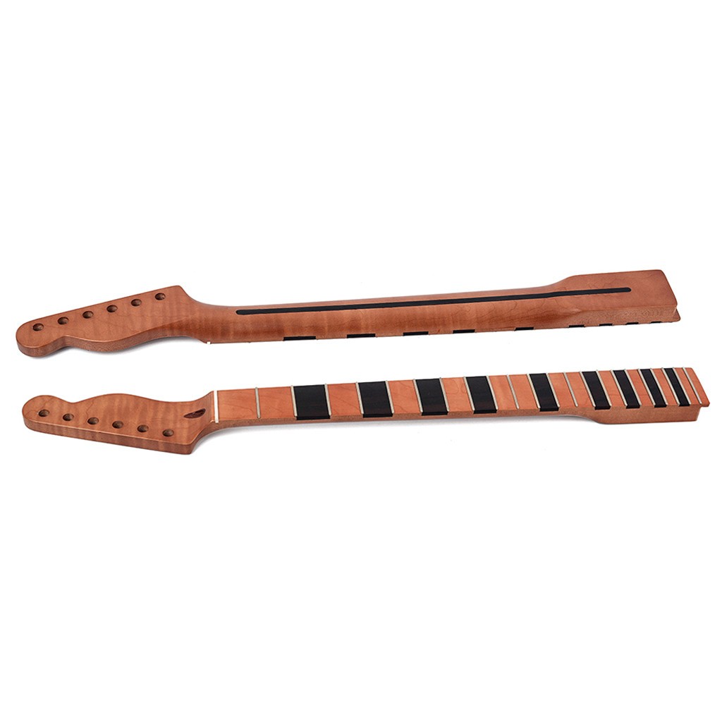 22 Fret Tiger Flame Maple Guitar Neck Replacement TL Electric Guitar Neck Adjustable Truss Rod