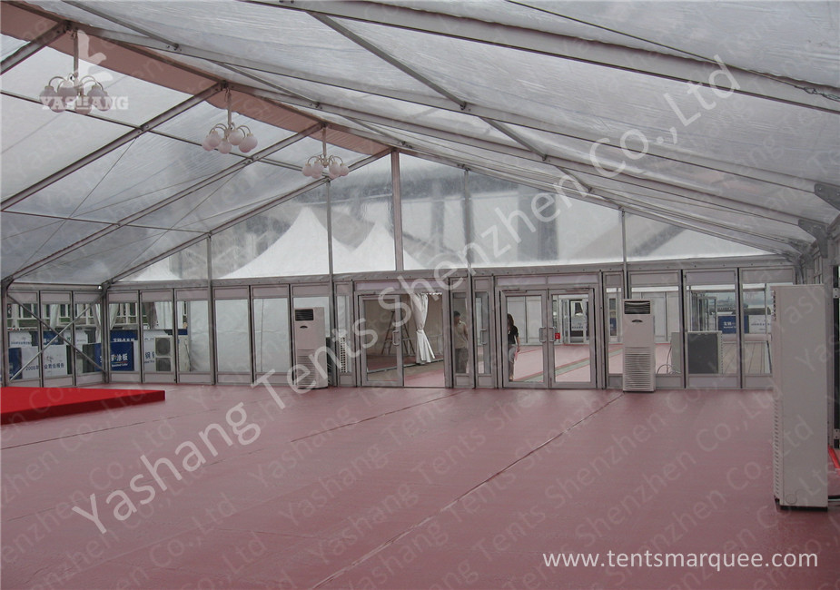 25m Width Hard Glass Wall Clear Top Tent Aluminum Alloy Main Profile