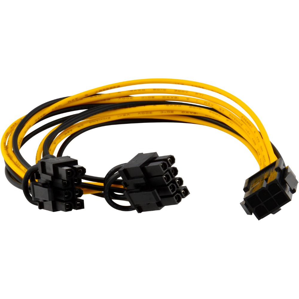 PCIe 6pin female to dual PCI-E 8pin (6+2)pin male Graphics Card Splitter Power Supply Cable 18awg 20cm