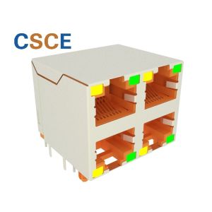 Shielded Dual Deck Gigabit RJ45 Connector 2x2 Port With Led 750 Cycles Life