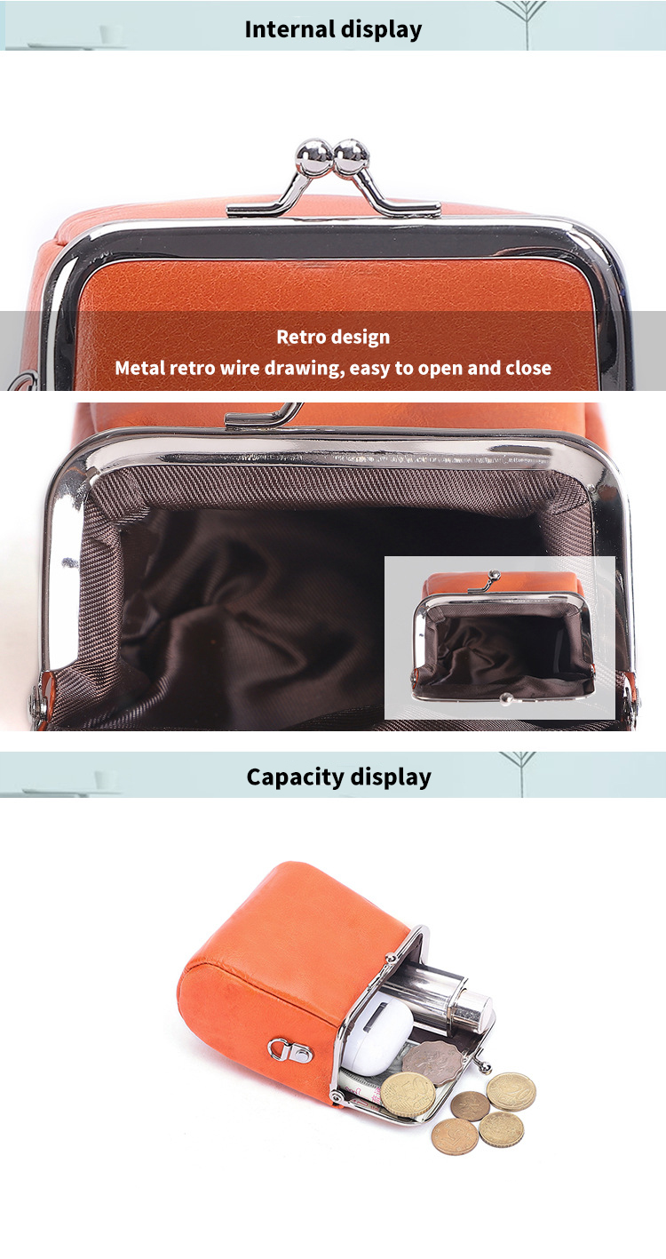 Low MOQ Genuine Leather Chain Sling Shoulder Bag for Women Mini Coin Purse Keychain